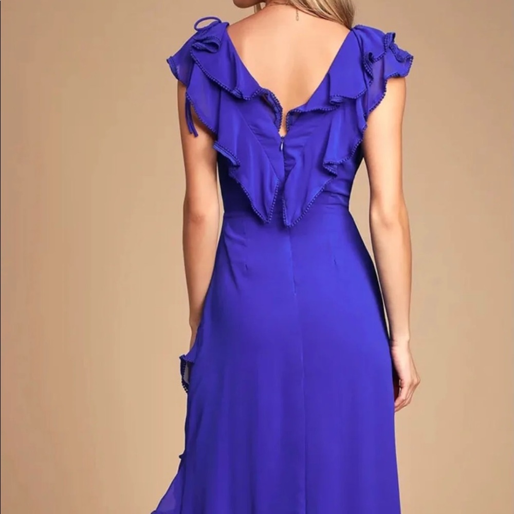 Lulu’s Blue Ruffle Maxi Gown - Picture 5 of 10